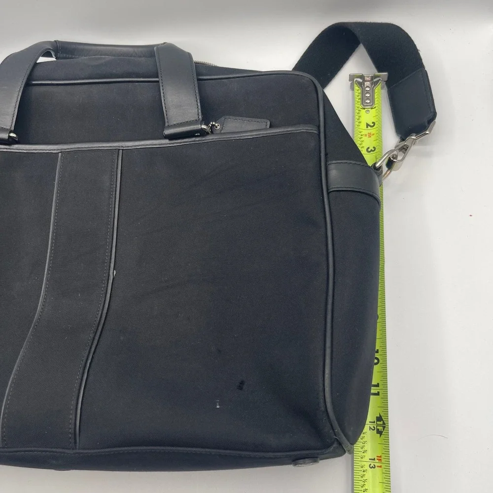 Coach Briefcase Messenger Bag Black Canvas Leather Laptop Work Travel STRAP